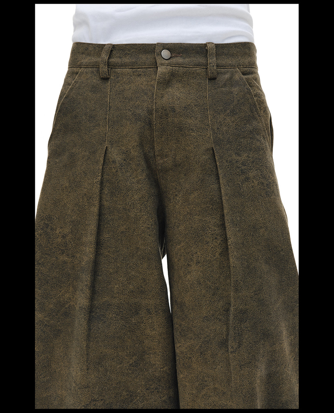 NOVACAM Brown Washed Tuck Baggy Pants | Face 3 Face