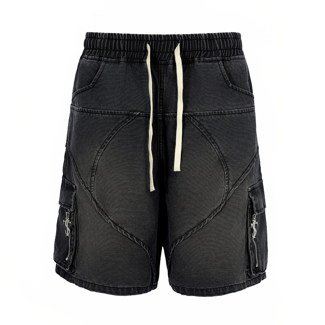 Small Town Kid Washed Denim Utility Cargo Shorts | Face 3 Face