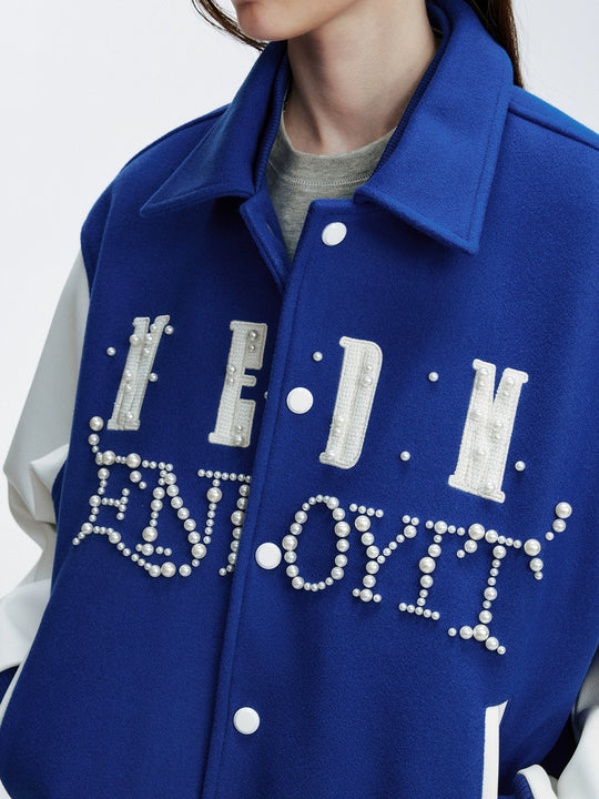 MEDM Pearl Logo Color Block Varsity Jacket | Face 3 Face