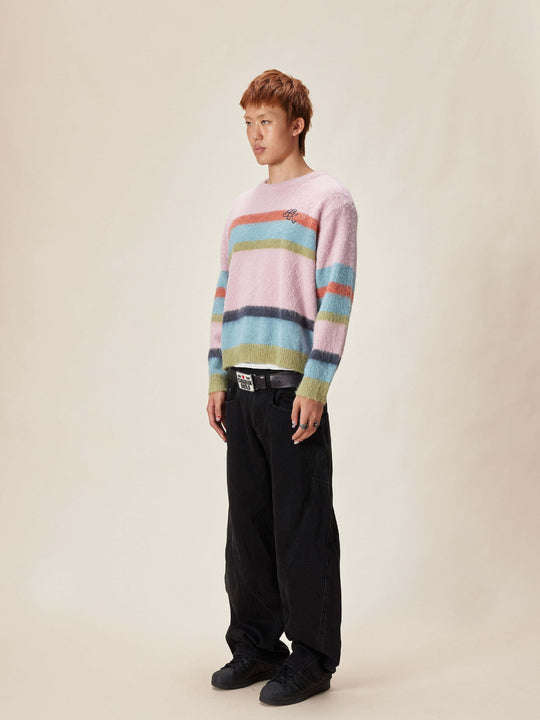 EVILKNIGHT(EK) Rainbow Striped Knit Sweater | Face 3 Face