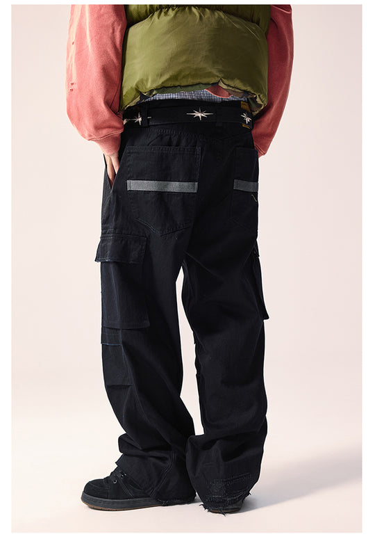 Remedy Distressed Hem Baggy Work Cargo Pants | Face 3 Face