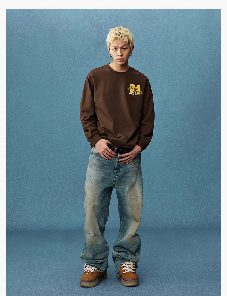 MEDM Basic M Logo Printed Long Sleeve Tee | Face 3 Face