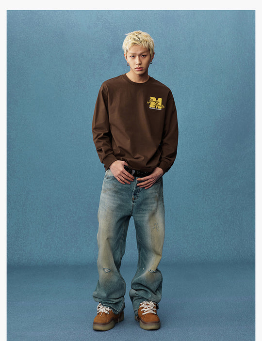 MEDM Basic M Logo Printed Long Sleeve Tee | Face 3 Face