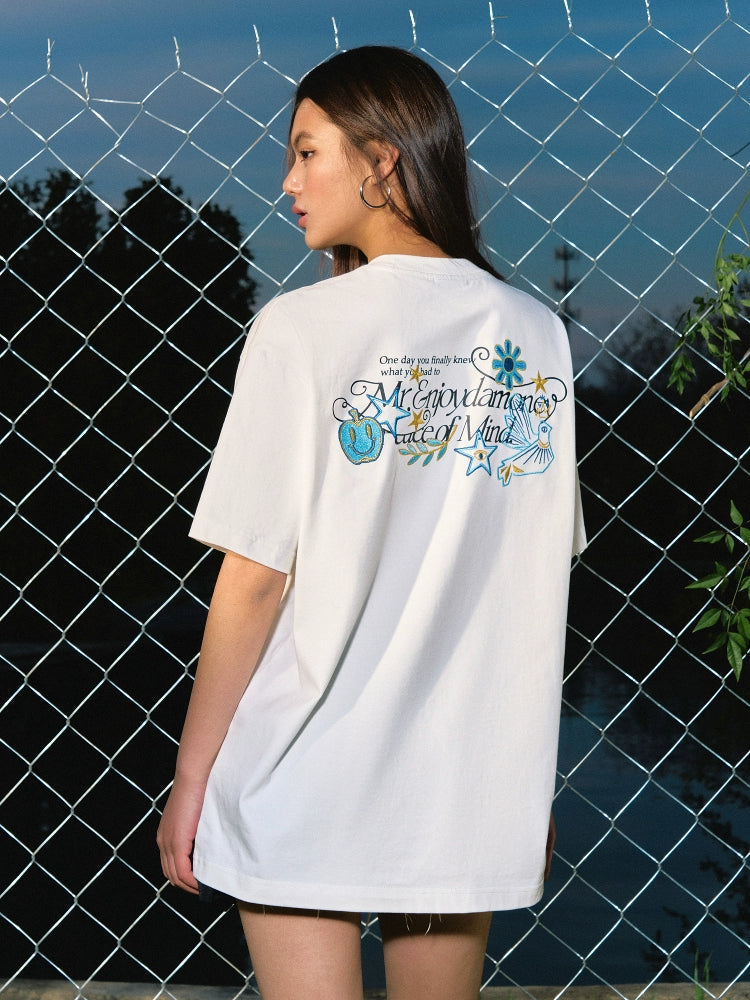 MEDM Glitter Bird and Apple Embroidered Tee | Face 3 Face