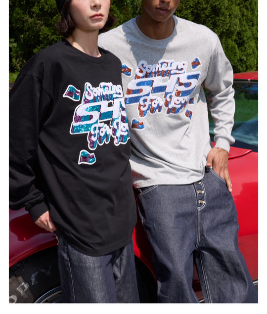 S45 3D Sequined Letter Logo Long Sleeve Tee | Face 3 Face