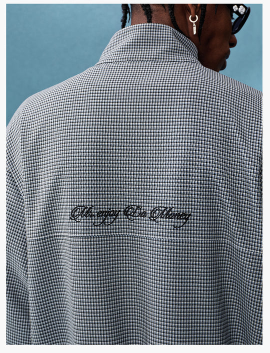 MEDM Houndstooth Leather Logo Track Jacket | Face 3 Face