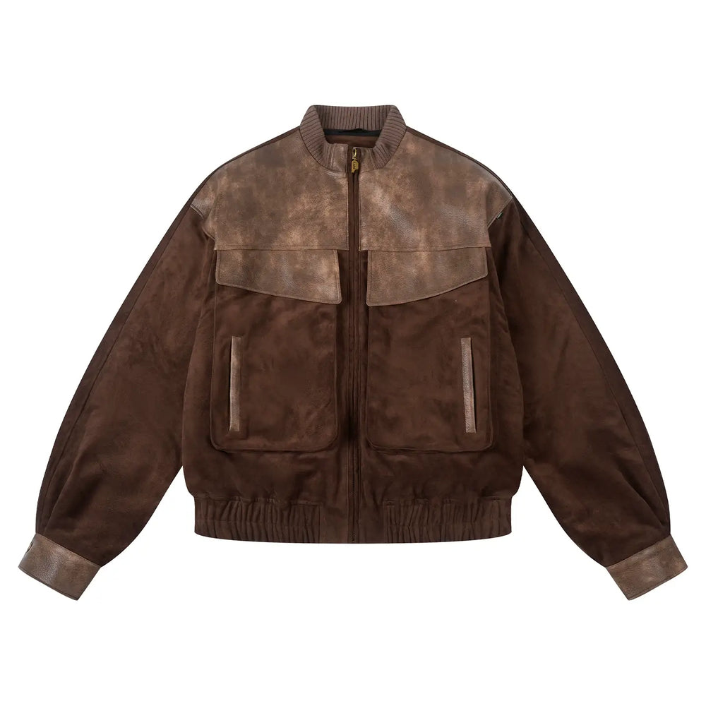 Labt PU Leather Suede Patchwork Pocket Jacket | Face 3 Face