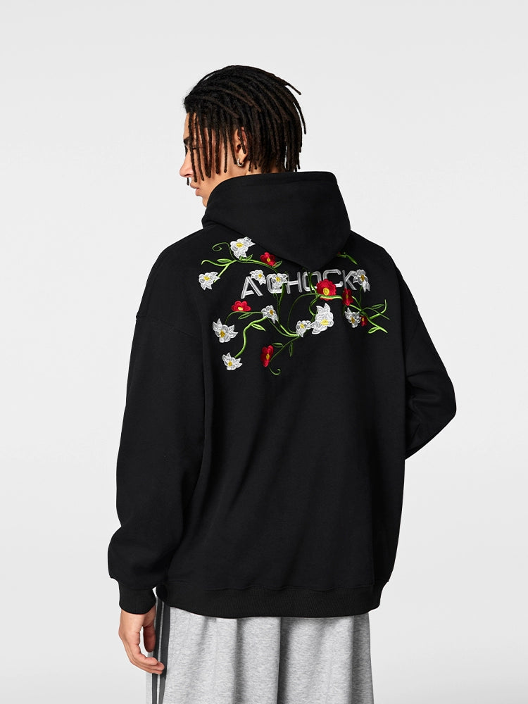 Achock Logo Floral Embroidered Hoodie | Face 3 Face