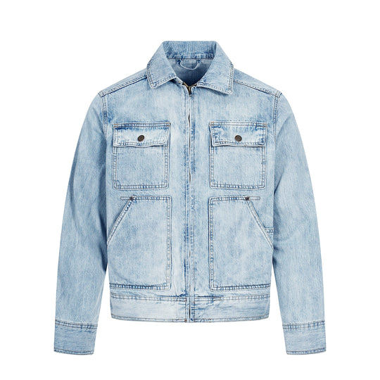 F3F Select Multi Pocket Washed Work Denim Jacket | Face 3 Face