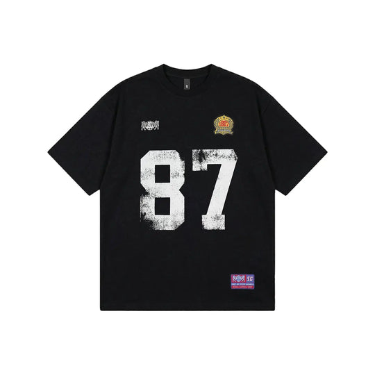 1807 Vintage Number Print Distressed Short Sleeve Tee | Face 3 Face