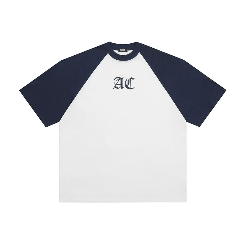 AC Logo Print Raglan Sleeve Tee | Face 3 Face