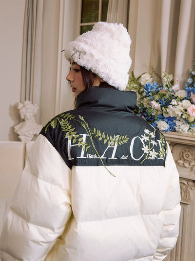 Harsh and Cruel Patchwork Wreath Embroidered Down Jacket | Face 3 Face