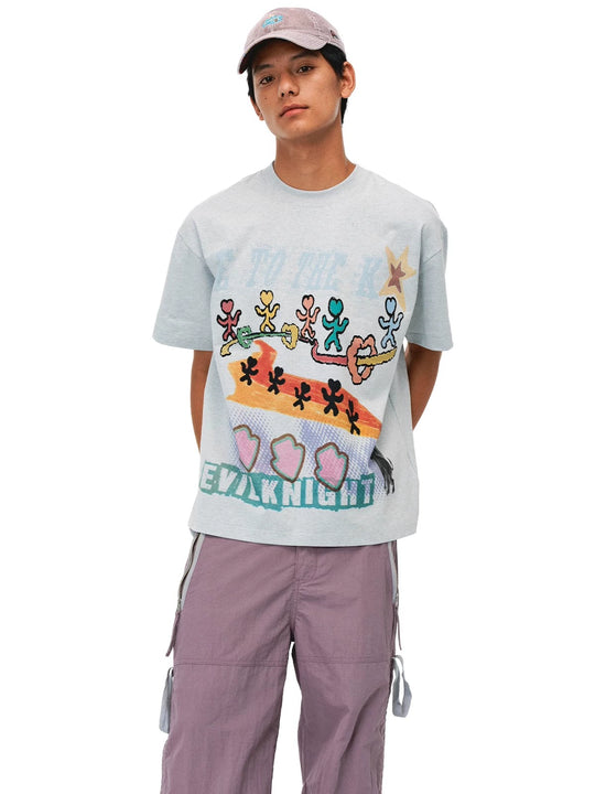 EVILKNIGHT(EK) Hand Painted Graffiti Tee | Face 3 Face