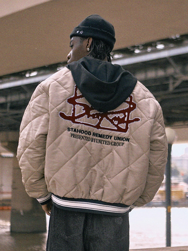 Remedy x STA STARMD Embroidered Quilted Hoodie Jacket | Face 3 Face