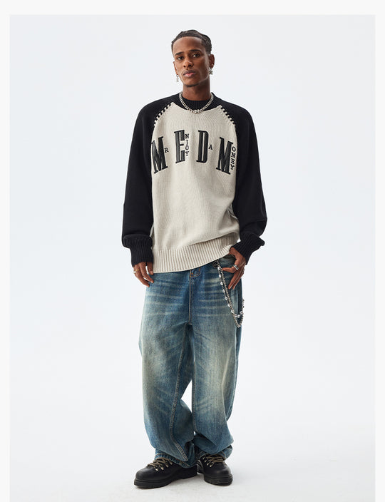 MEDM Color-Blocked Raglan Sleeve Knit Sweater | Face 3 Face