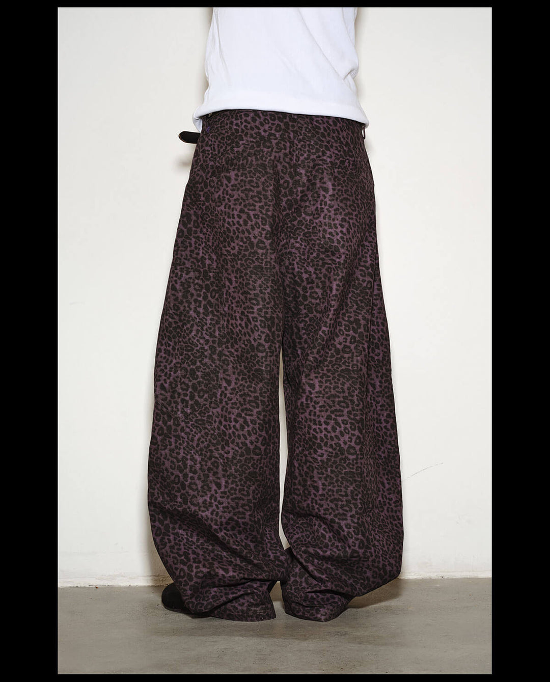 NOVACAM Purple Leopard Print Curved Baggy Pants | Face 3 Face