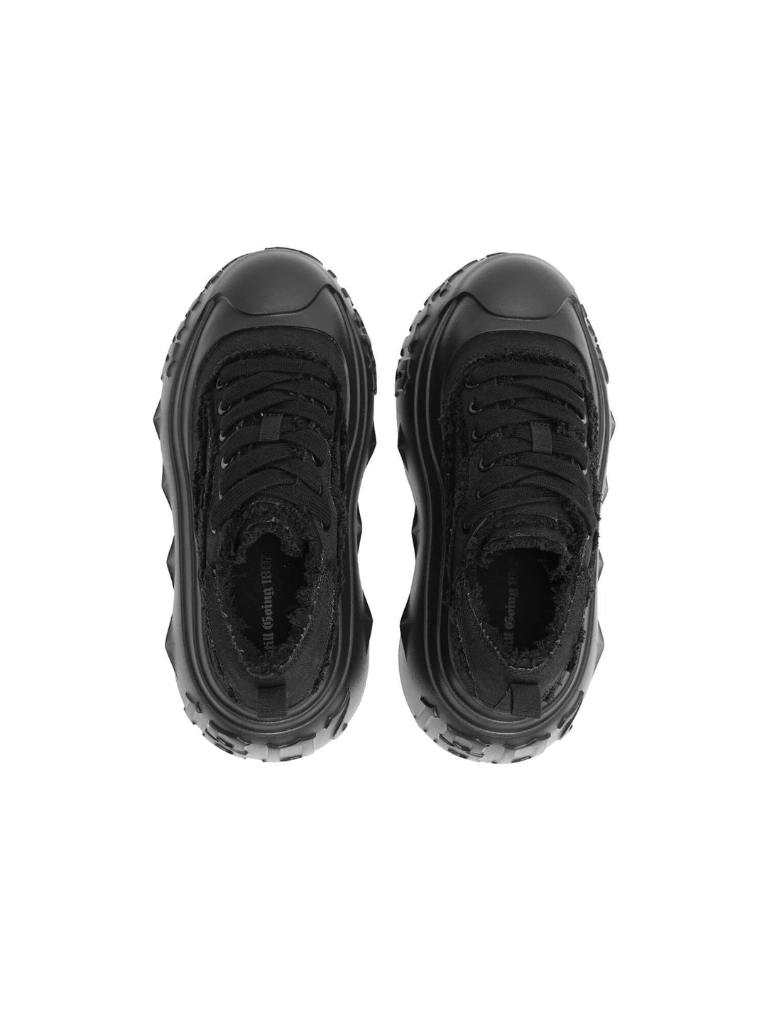 1807 INF-008 Gothic Lace Up Canvas All Black Chunky Sneakers | Face 3 Face