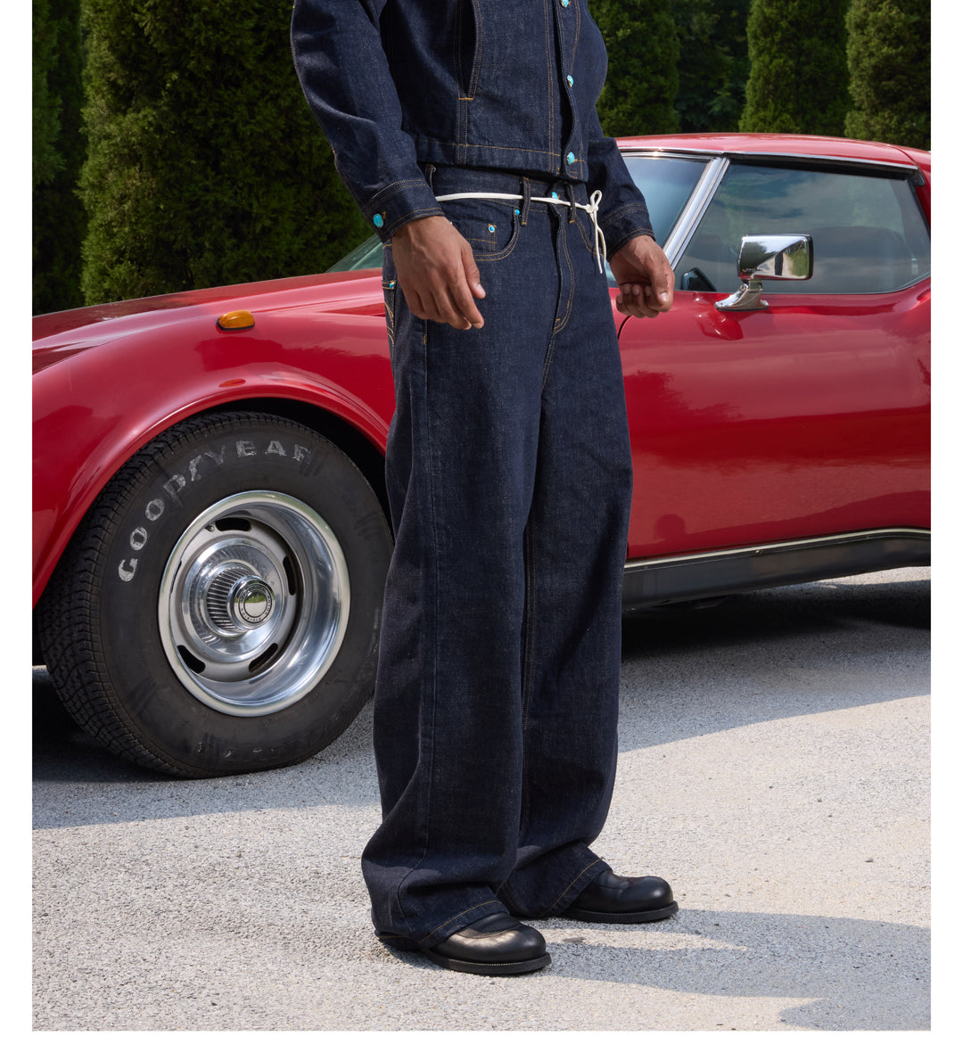 S45 Turquoise Studded Jeans | Face 3 Face