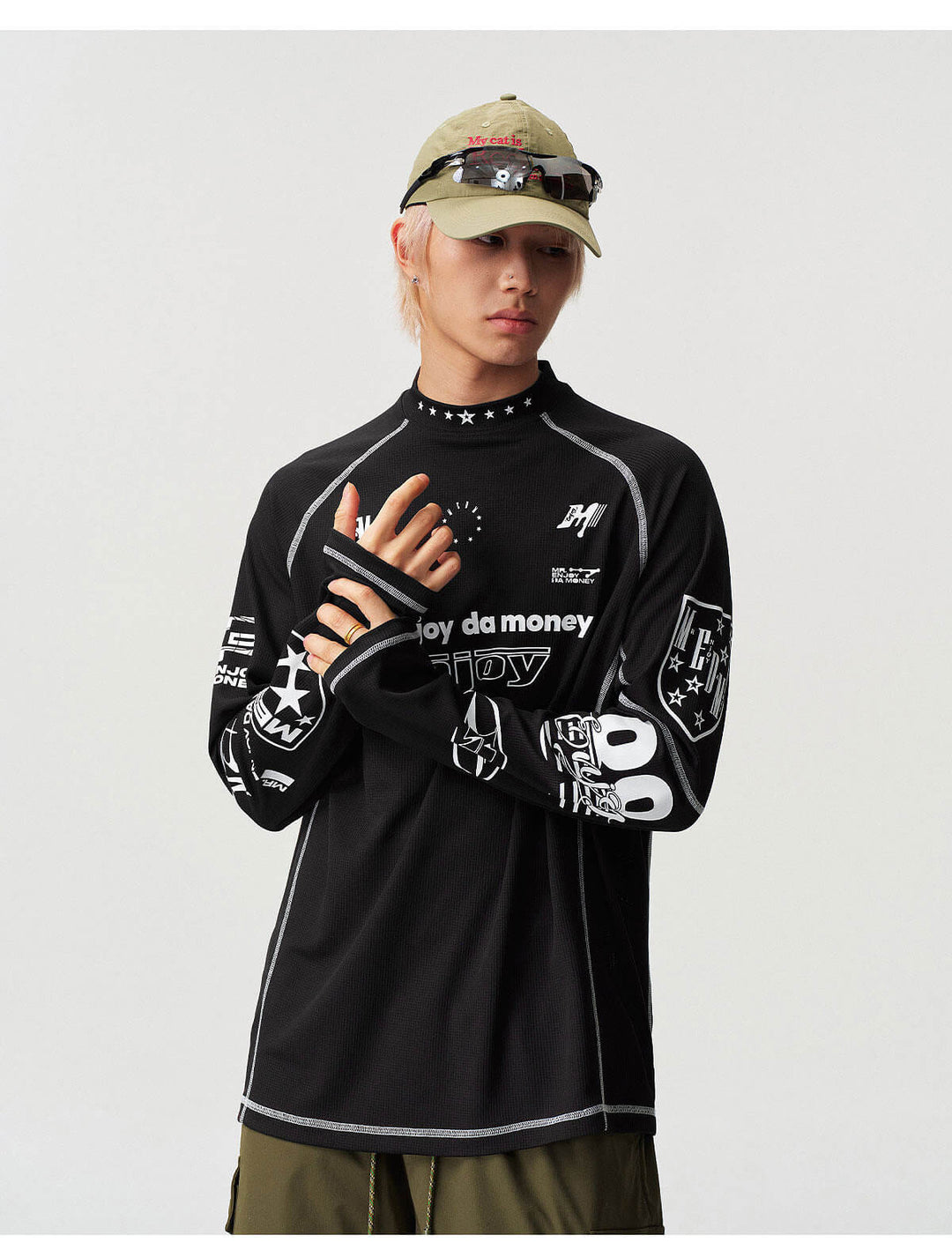 MEDM Multi Logo Print Quick Dry Long Sleeve Sports Tee | Face 3 Face