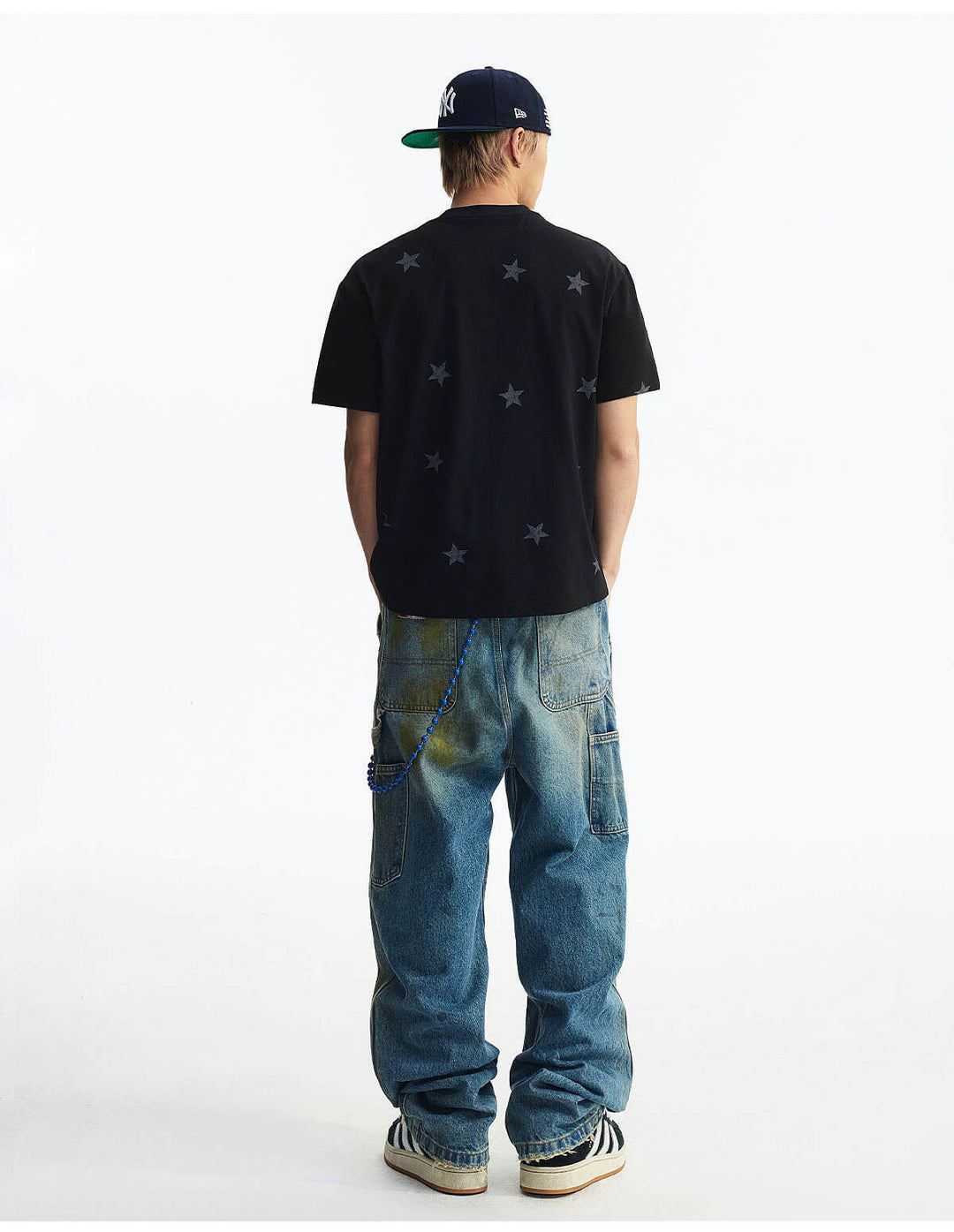 MEDM All Over Star and Graphic Logo Print Short Sleeve Tee | Face 3 Face
