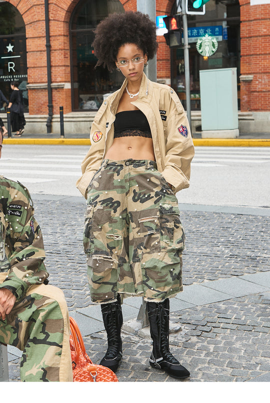 STEEPC Khaki Patch Embroidery M-65 Field Jacket | Face 3 Face