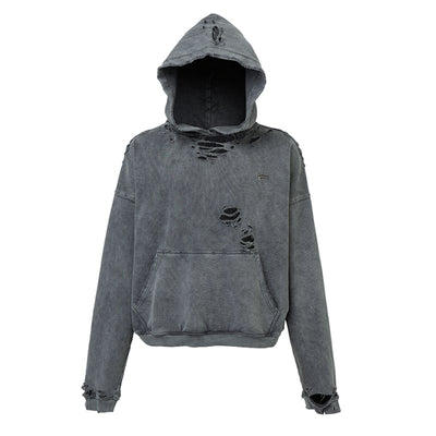 F2CE Washed Destruction Metal Logo Hoodie | Face 3 Face