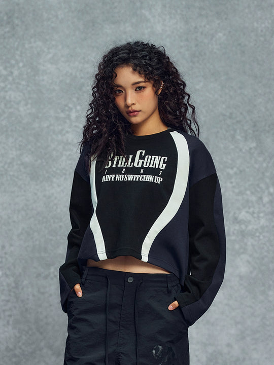 1807 Colorblock Sports Cropped Long Sleeve Tee | Face 3 Face