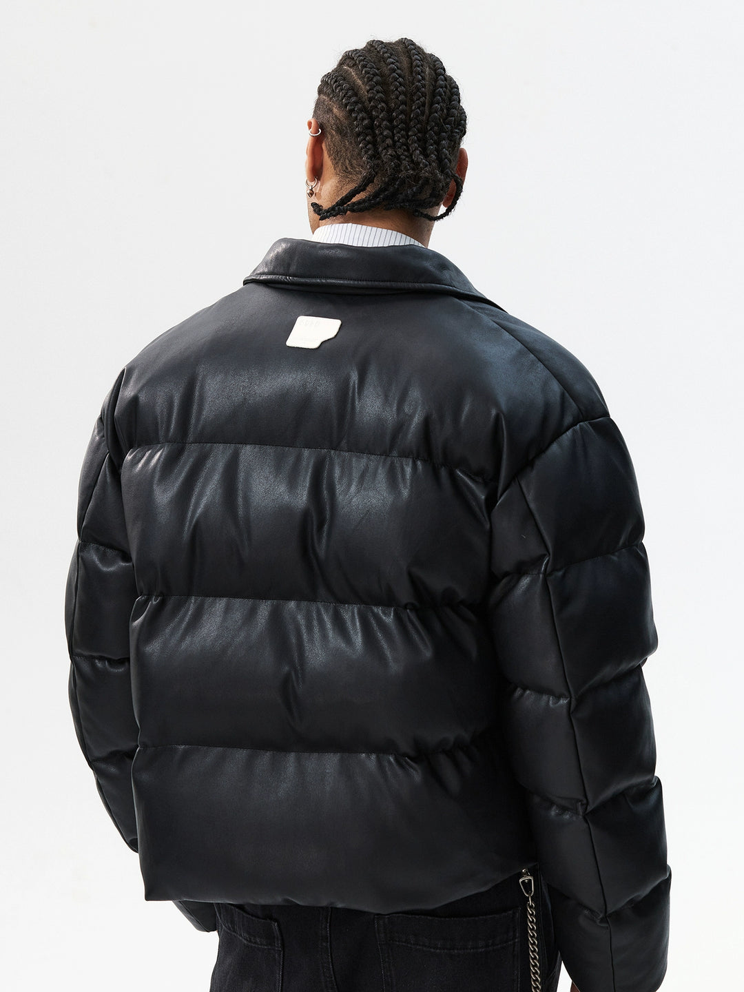 MEDM PU Leather 3D Embroidered Puffer Jacket | Face 3 Face