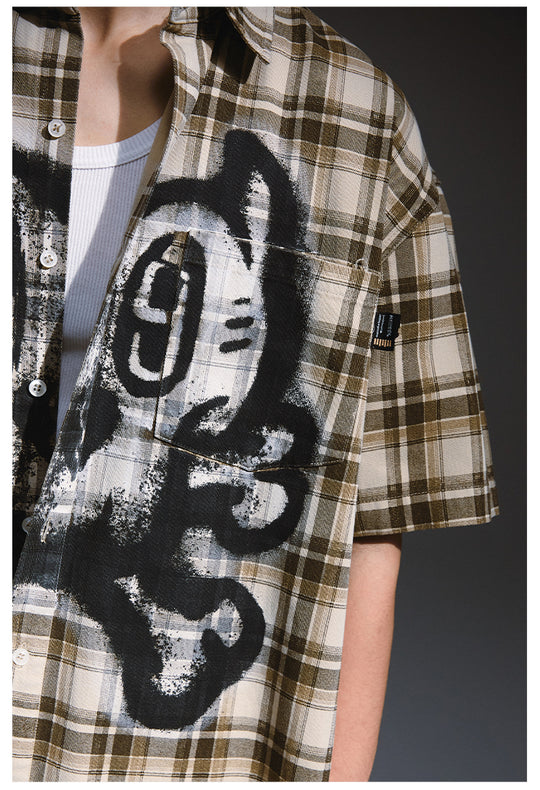 Remedy Skull Print Plaid Short Sleeve Shirt | Face 3 Face