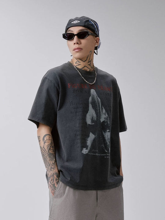 F2CE Vintage Graphic Washed Distressed Short Sleeve Tee | Face 3 Face