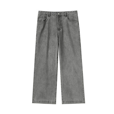 JHYQ Brush Wax Process Smoky Gray Washed Baggy Jeans | Face 3 Face