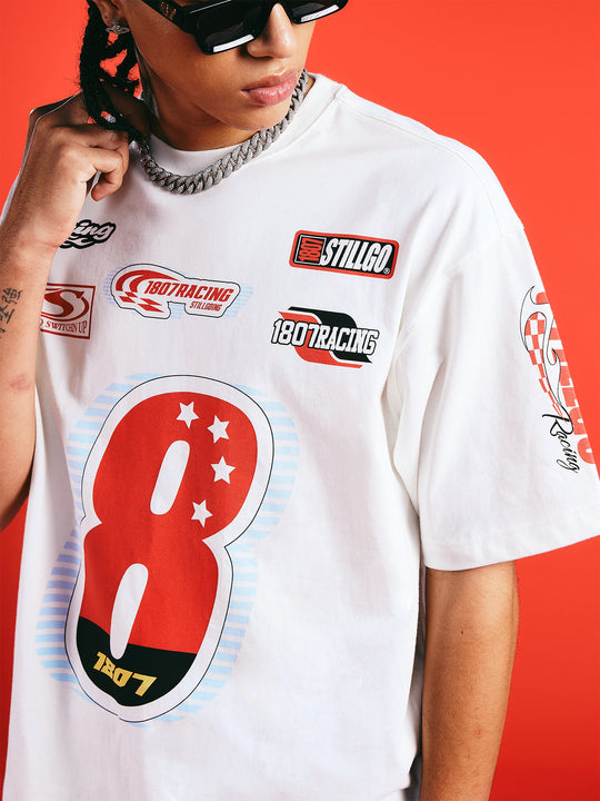1807 Number 8 Racing Print Tee | Face 3 Face
