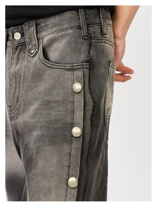 S45 Gradient Washed Metal Button Jeans | Face 3 Face