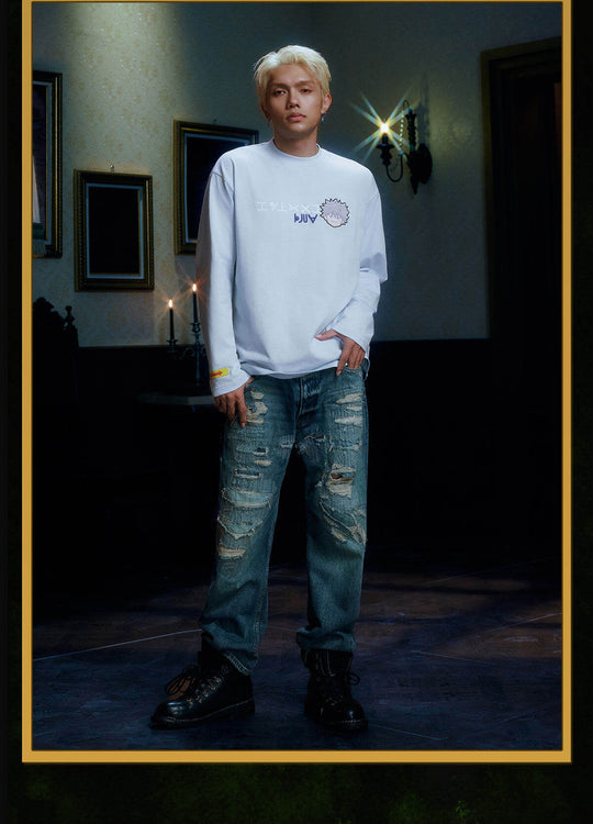 MEDM × HUNTER×HUNTER Character Embroidered Patch Long Sleeve Tee | Face 3 Face