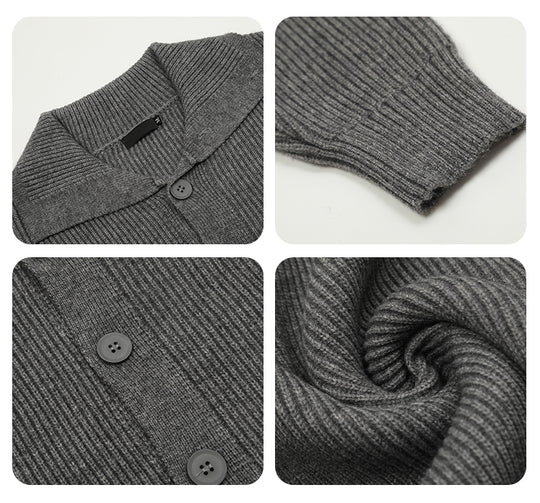 F3F Select Wide Lapel Gray Button Knit Cardigan | Face 3 Face