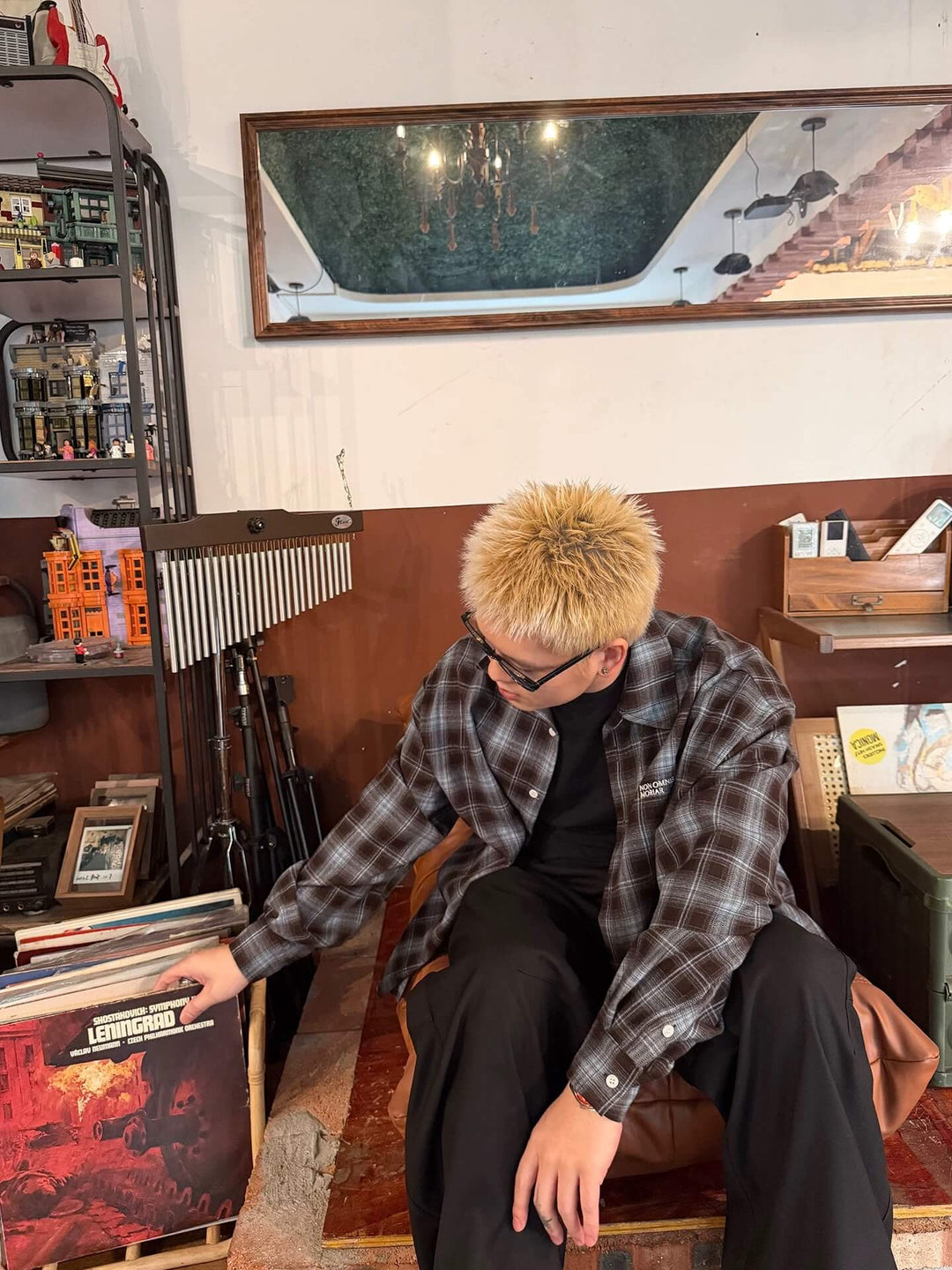 UNDERWATER Blue Brushed Plaid Raw Hem Long Sleeve Flannel Shirt | Face 3 Face