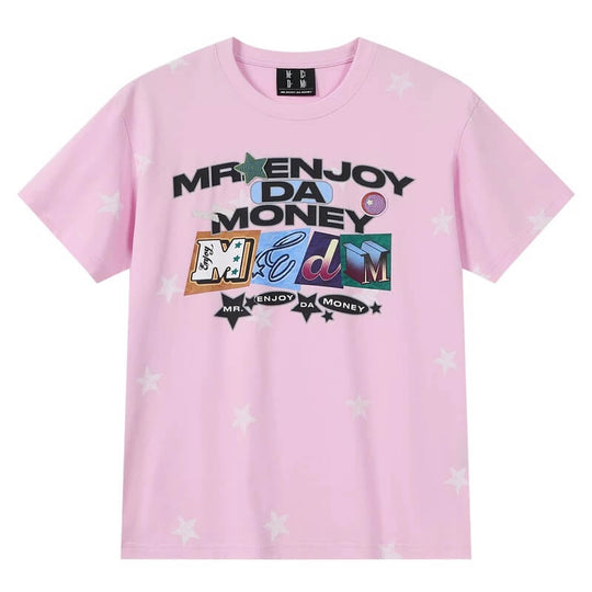 MEDM All Over Star and Graphic Logo Print Short Sleeve Tee | Face 3 Face