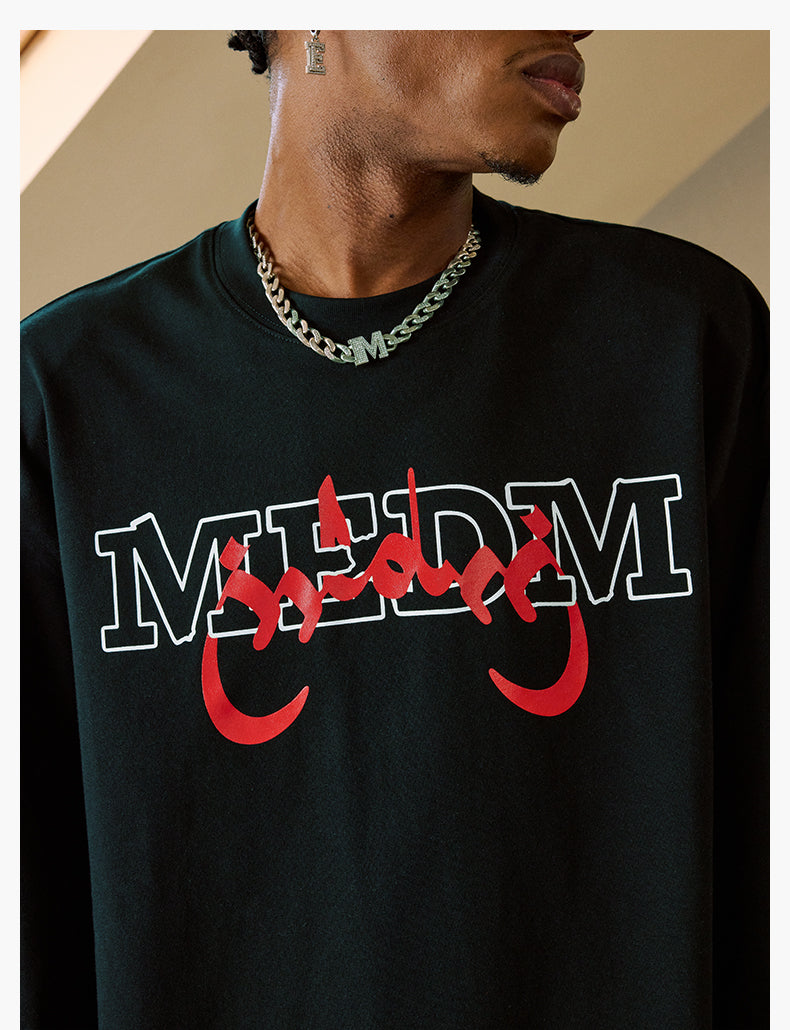 MEDM Arched Logo Handwritten Long Sleeve Tee | Face 3 Face