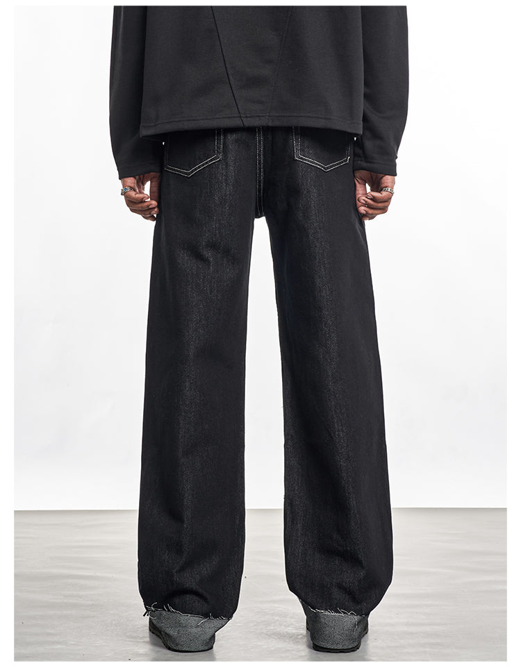 F3F Select Frayed Hem Cuffed Black Jeans | Face 3 Face