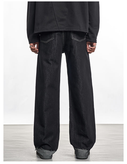 F3F Select Frayed Hem Cuffed Black Jeans | Face 3 Face