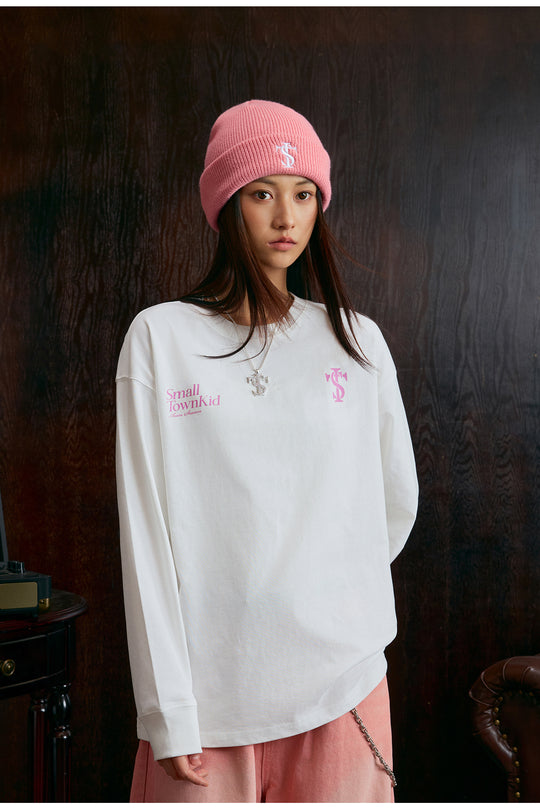 Small Town Kid Typography Logo Long Sleeved Tee | Face 3 Face