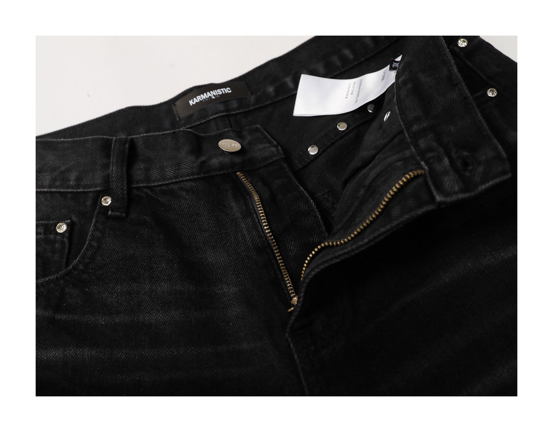 KARMANISTIC Diamond Studded Washed Wide Leg Jeans | Face 3 Face