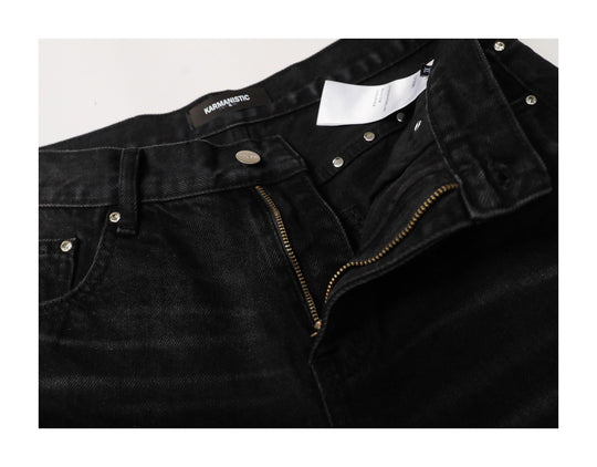 KARMANISTIC Diamond Studded Washed Wide Leg Jeans | Face 3 Face