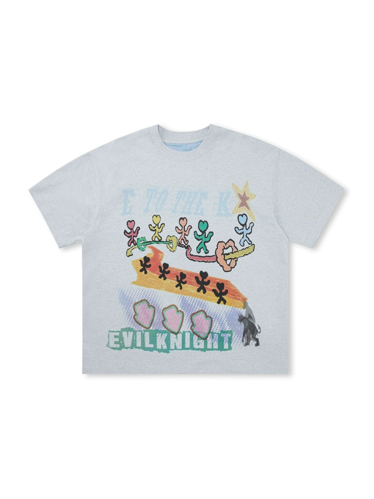 EVILKNIGHT(EK) Hand Painted Graffiti Tee | Face 3 Face
