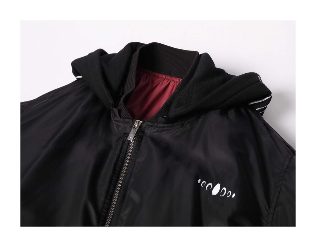 KARMANISTIC Embroidered Hooded Puffer Bomber Jacket | Face 3 Face