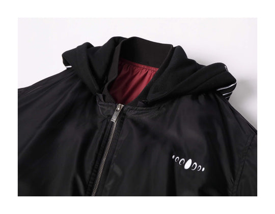 KARMANISTIC Embroidered Hooded Puffer Bomber Jacket | Face 3 Face