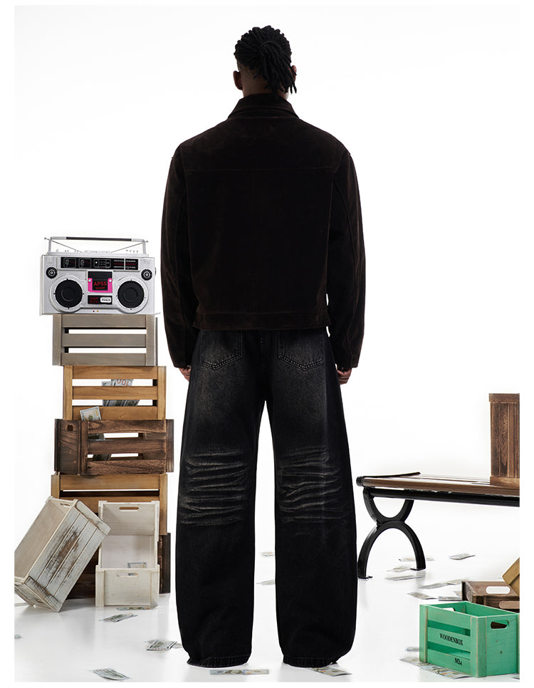 F3F Select Washed Cat Whisker Black Baggy Jeans | Face 3 Face