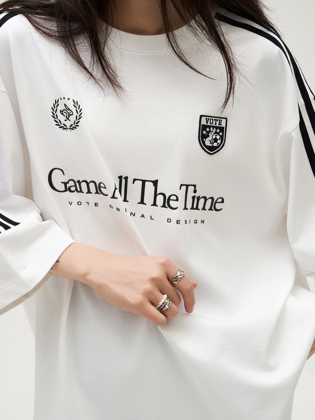 VOTE Black & White Striped Uniform Jersey Tee