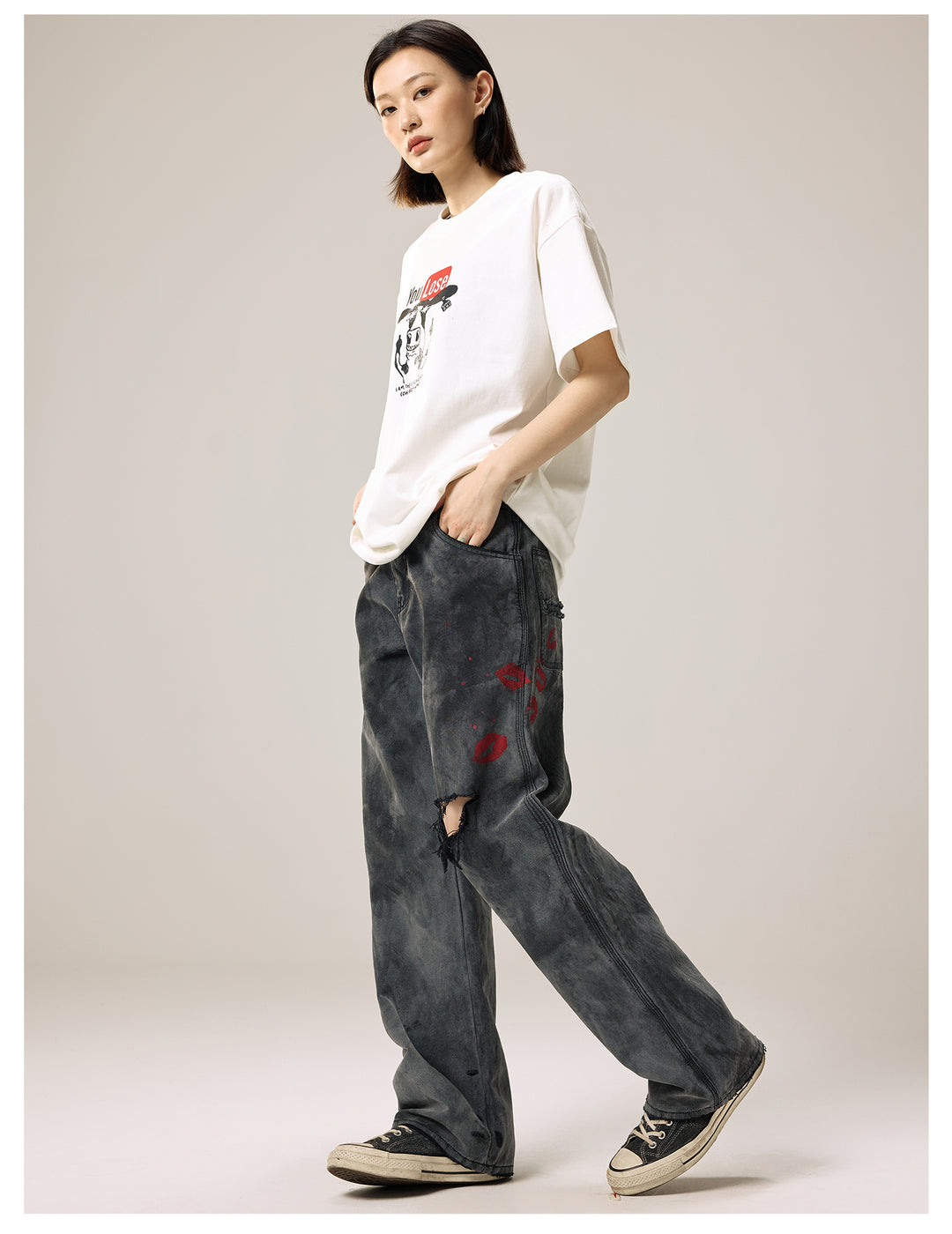 Remedy Kiss Mark Distressed Hole Work Painter Pants | Face 3 Face