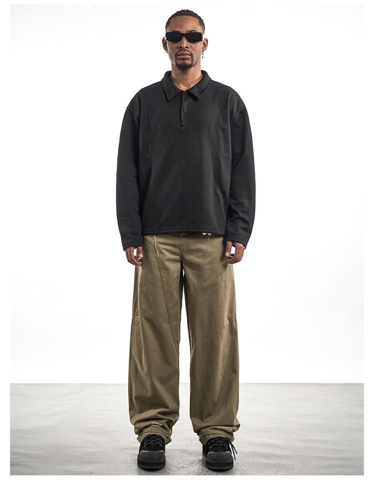 F3F Select Khaki Baggy Vertical Cut Work Pants | Face 3 Face